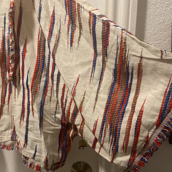 Anthropologie one size fits most Western Kimono Shrug cover up Tan, Red, Blue - Picture 5 of 9